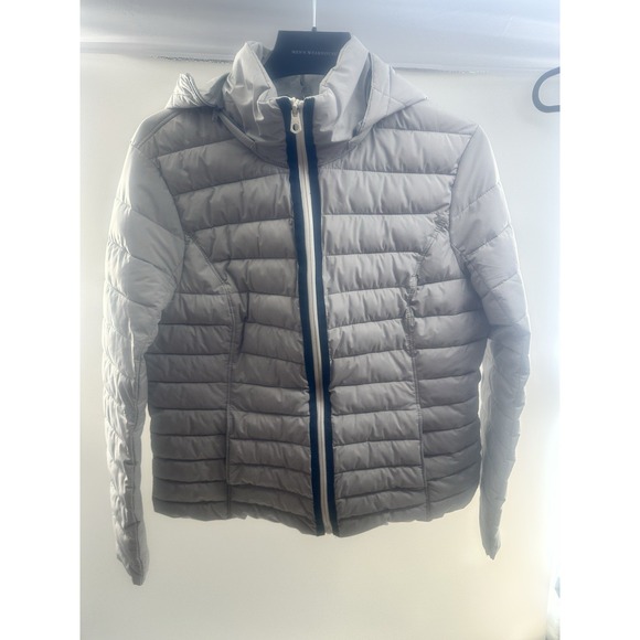 Womens Nautica Gray Silver XL Puffer Jacket Detachable Hood Fleece Pocket - Picture 2 of 14